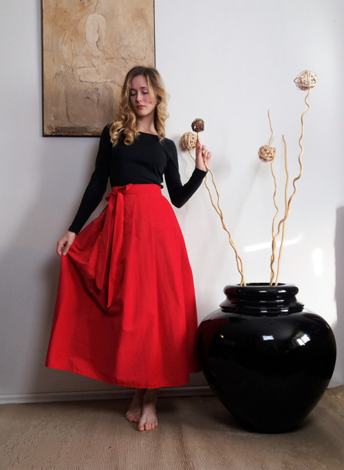 Manšestrová Maxi Sukně - Červená — foto 2