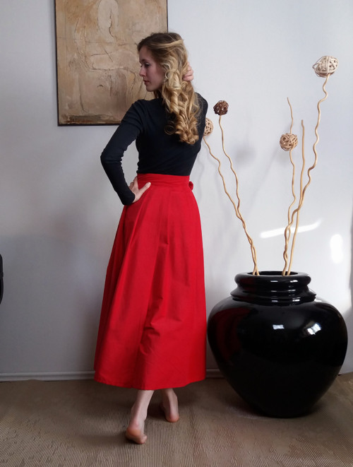 Manšestrová Maxi Sukně - Červená — foto 3