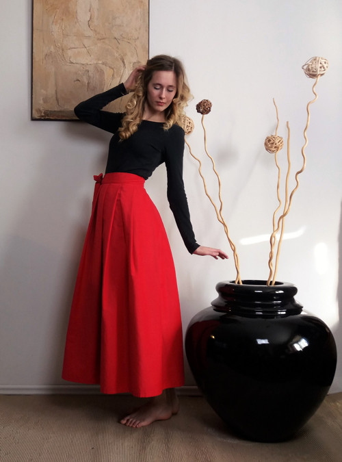 Manšestrová Maxi Sukně - Červená — foto 4
