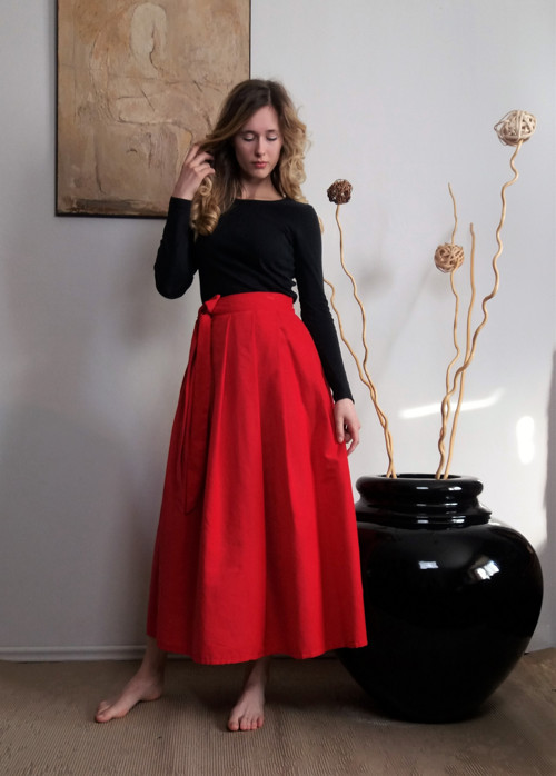 Manšestrová Maxi Sukně - Červená — foto 5