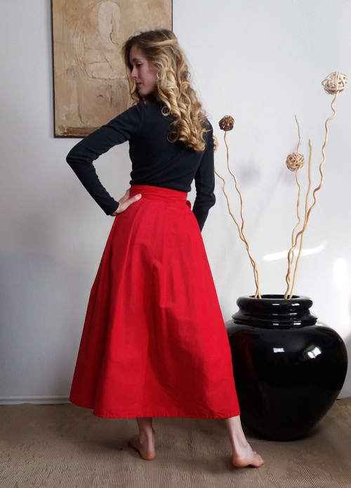 Manšestrová Maxi Sukně - Červená — foto 6
