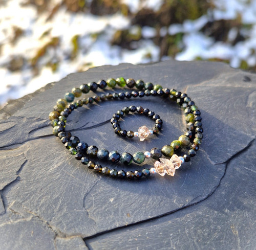 Diamant Herkimer*zelený turmalín*Ag*prsten — foto 6