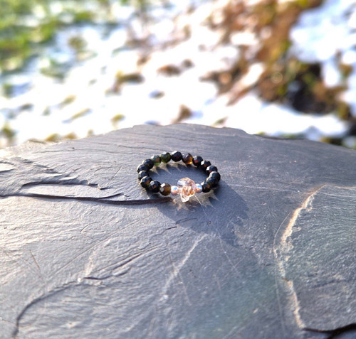 Diamant Herkimer*zelený turmalín*Ag*prsten — foto 3