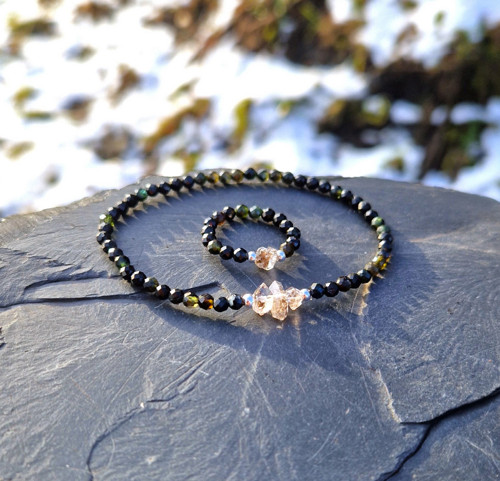Diamant Herkimer*zelený turmalín*Ag*prsten — foto 5