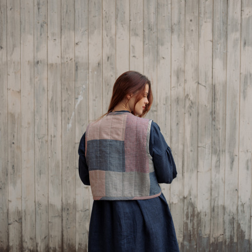 Lněná vestička PATCHWORK/mix — foto 4