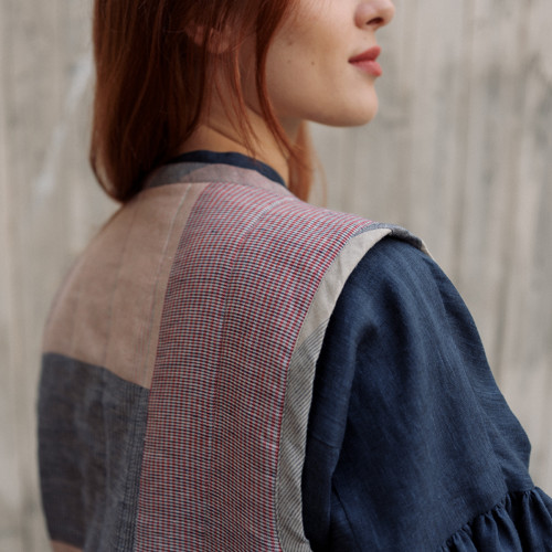 Lněná vestička PATCHWORK/mix — foto 3
