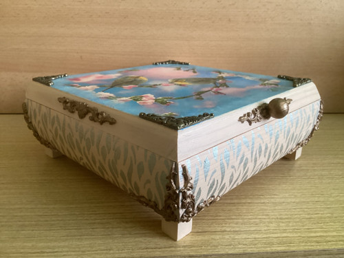 Šperkovnice dřevěná s ptáčky decoupage — foto 4