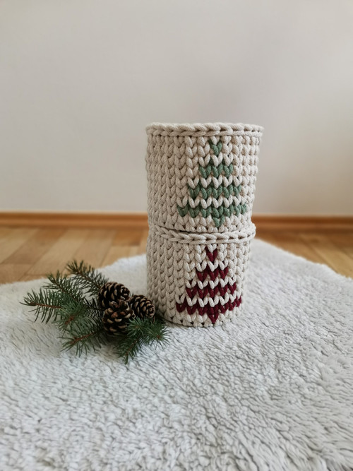 Sada vánočních háčkovaných košíků — foto 3