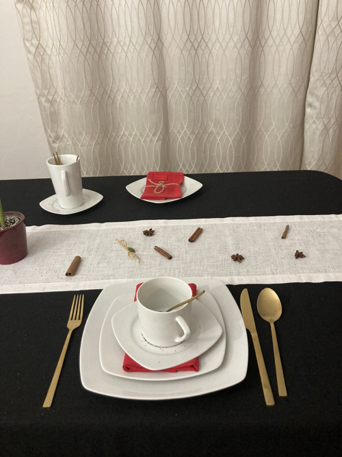 Ľanový Obrus na stôl / BLACK/ — foto 5