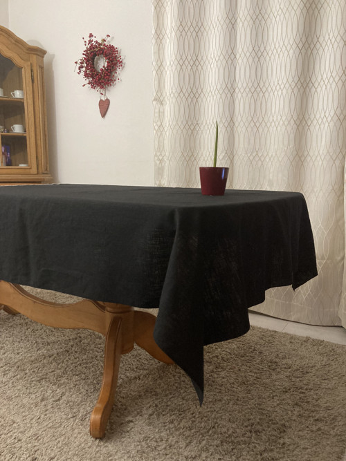 Ľanový Obrus na stôl / BLACK/ — foto 2