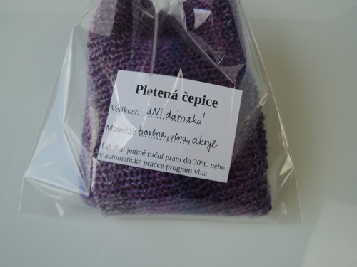 Pletená čepice barevná-fialová... — foto 4