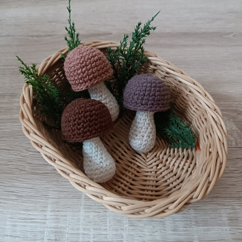 Háčkované hříbky - (sada 3 ks) — foto 3