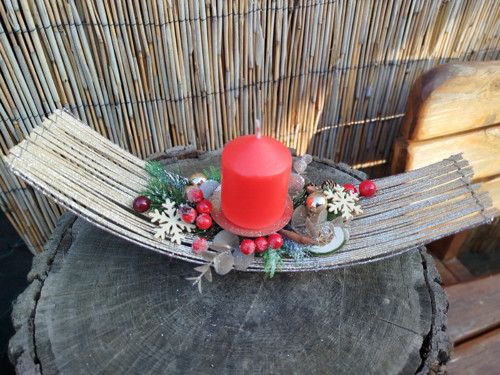 Vánoční svícen loďka červený — foto 2