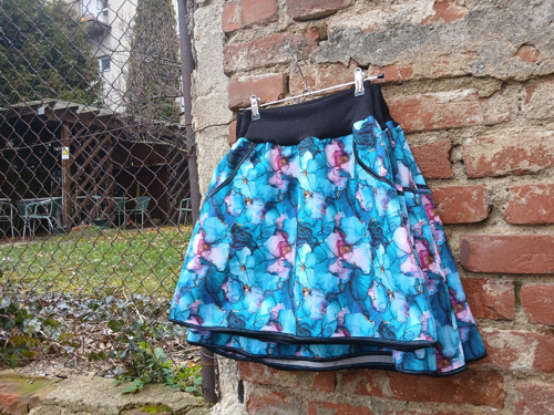 Sukně softshell květy v ledu S,M, L — foto 2
