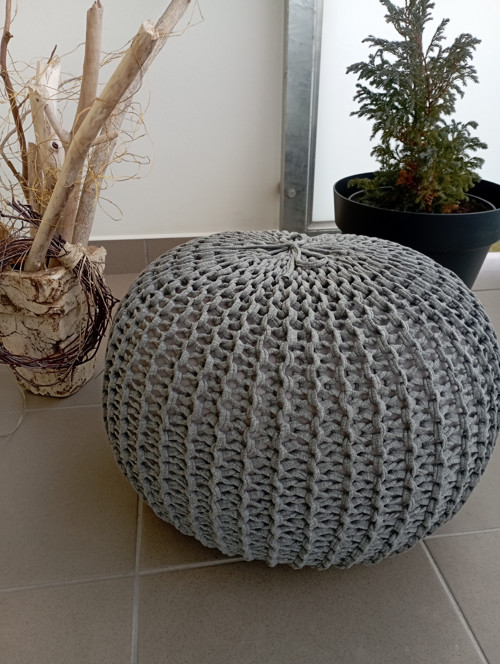 Pletený puf šedý melír — foto 5