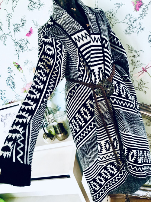 Boho Kardigan svetr vzory aztécké — foto 2