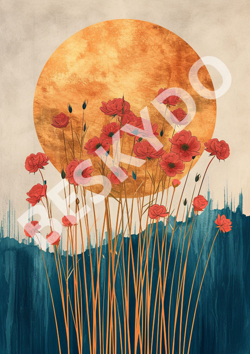 PLAKÁT A4/A3 "Poppies and sunset" — foto 2
