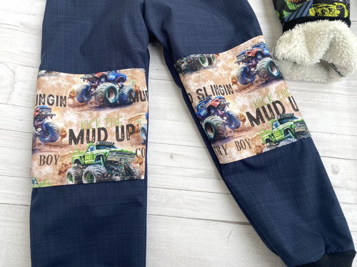 Softshell kalhoty Auta modré s beránkem Zima — foto 2