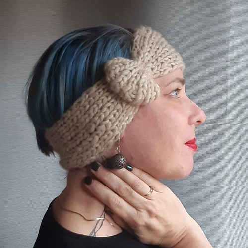 Zlatavá s bublinou - kašmírová čelenka — foto 5