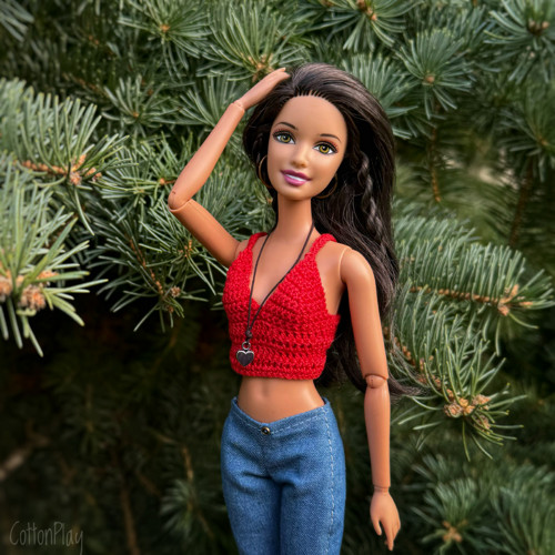 Barbie - červený háčkovaný top — foto 3