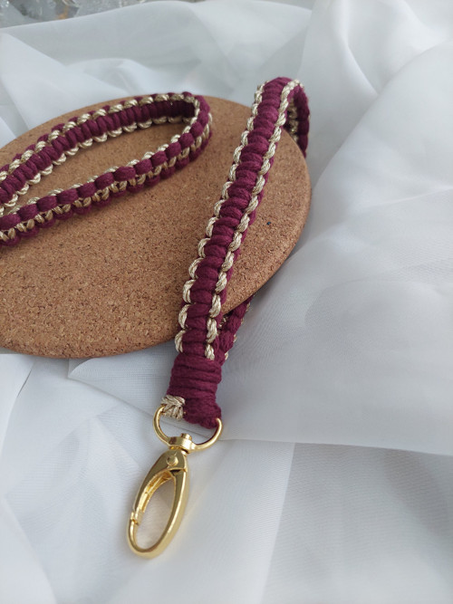 Macrame wristletka klíčenka Bordó — foto 3