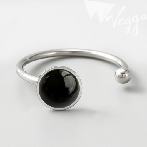 Cuff prstýnek / Černý ACHÁT / Stainless Steel — foto 2