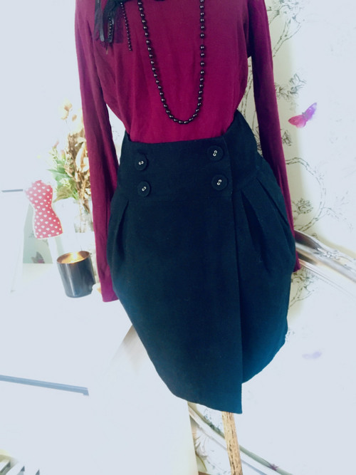Sukně basic black vlněná — foto 2