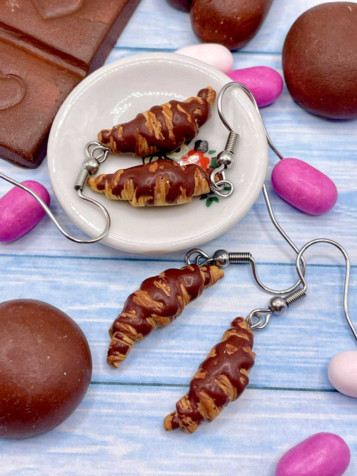 Náušnice Croissant čokoládový — foto 3