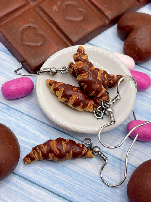 Náušnice Croissant čokoládový — foto 2