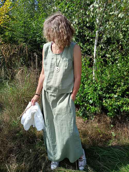 Lněná halenka, vesta - mint - světle zelená — foto 3