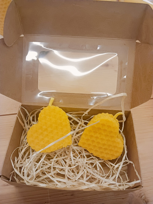 Svíce včelí vosk sada srdíčka 2 ks — foto 2