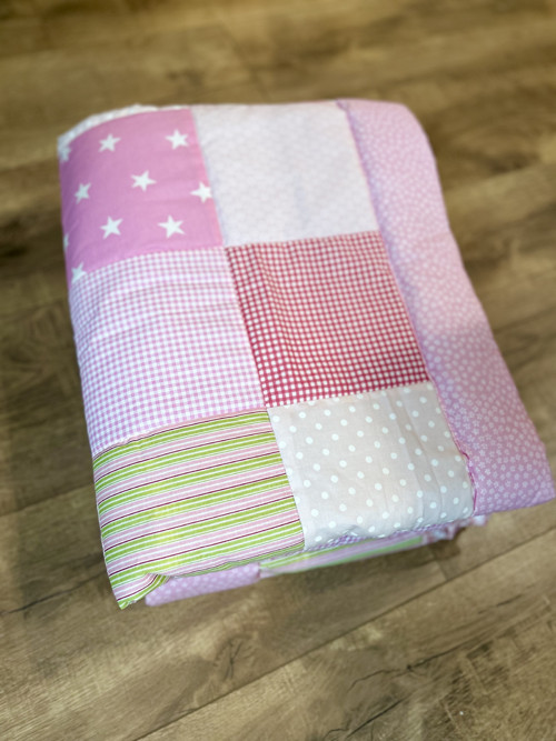 Přikrývka, přehoz růžový patchwork, ihned k odesla — foto 2