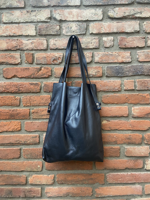 Kožená crossbody taška, černá — foto 6