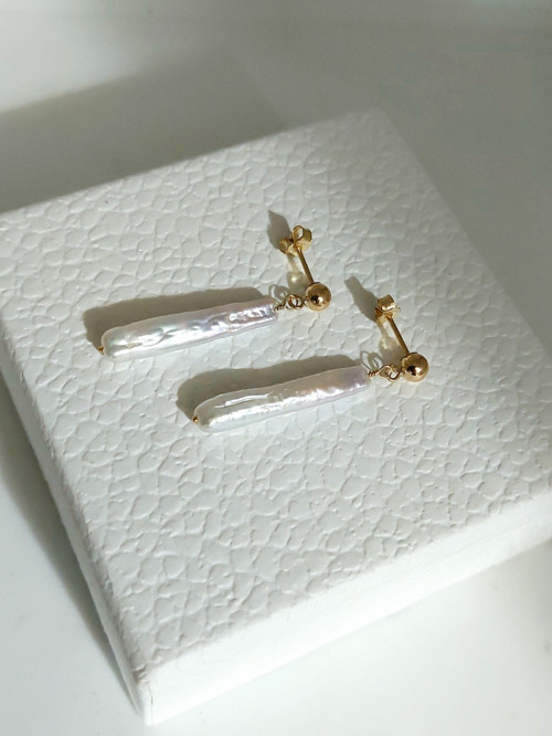 "BIBI"Visací náušnice GOLDFILLED s perlami — foto 2