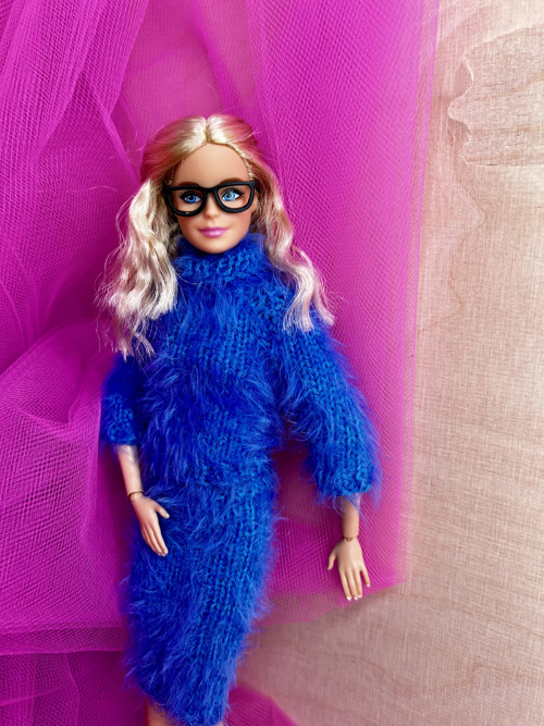 Set pro Barbie efektní příze modrá — foto 3