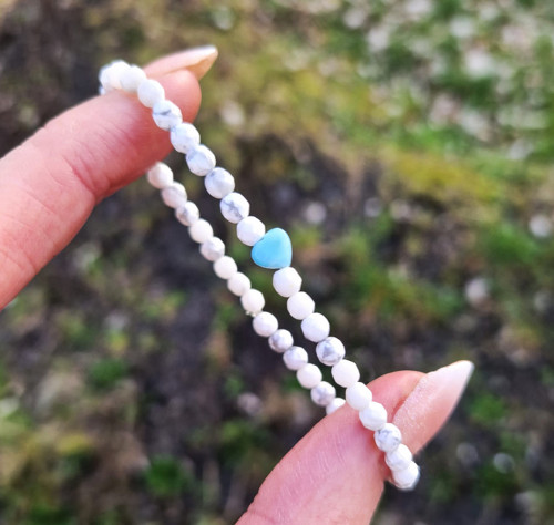Larimar*srdíčko*broušený howlit*náramek — foto 2