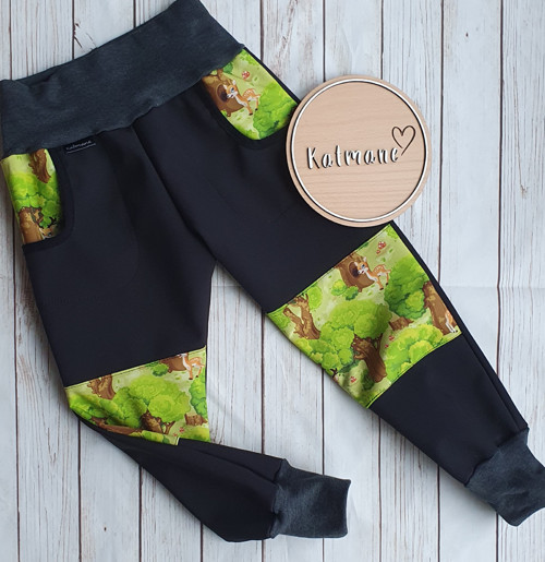 Dětské zimní softshellové kalhoty-černá/srnky — foto 3