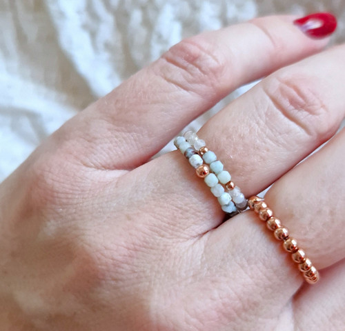 Přírodní larimar*kostičky*prsten — foto 4
