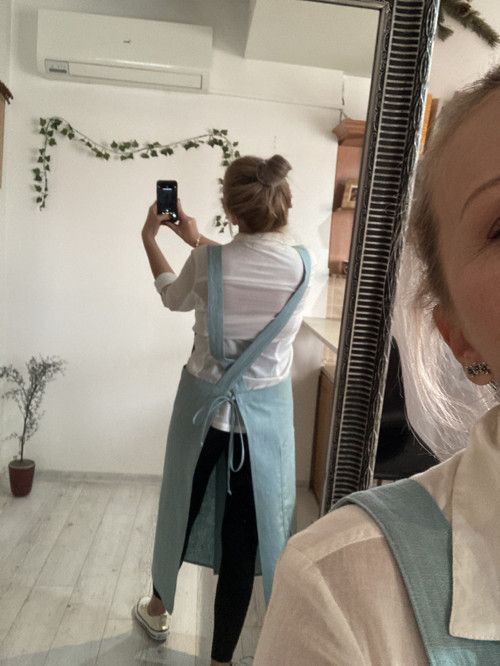 Ľanová zástera Tmavá Mäta — foto 3