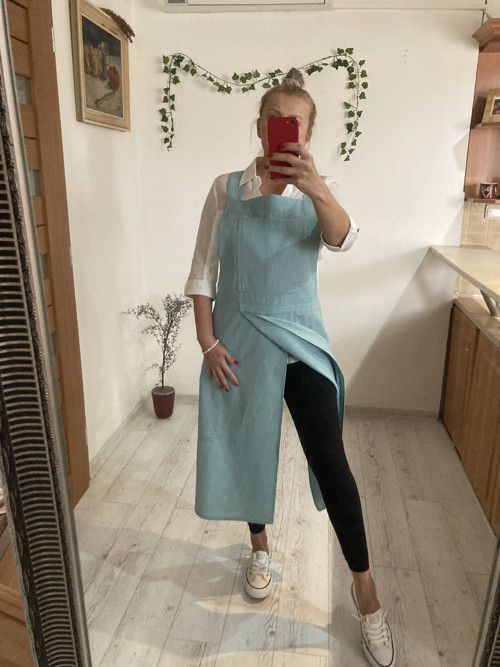 Ľanová zástera Tmavá Mäta — foto 2