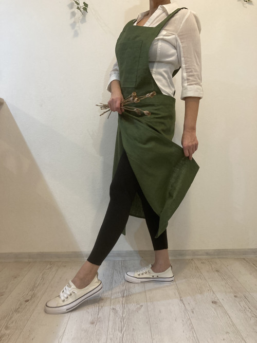 Ľanová zástera DARK Green — foto 5