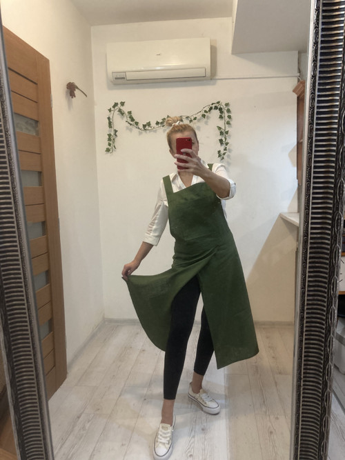 Ľanová zástera DARK Green — foto 2