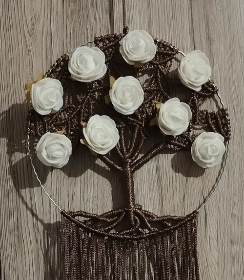 Macramé Strom života Bílé růže — foto 2