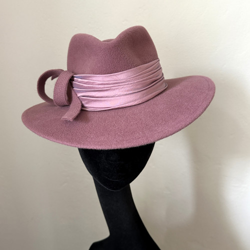 Dámský Plstěný Klobouk Fedora Starorůžová — foto 6