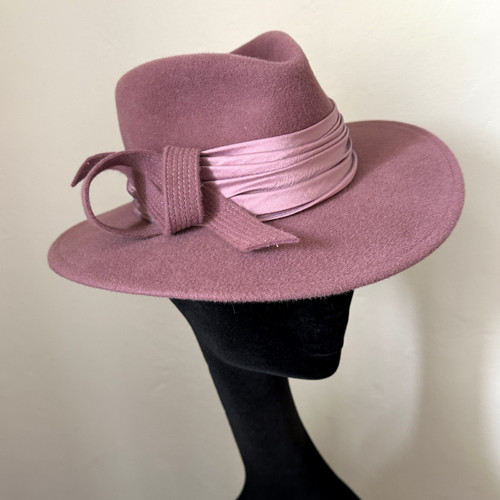 Dámský Plstěný Klobouk Fedora Starorůžová — foto 2