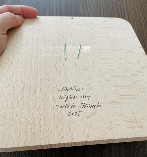Oblačno - originál akryl na dřevě — foto 3