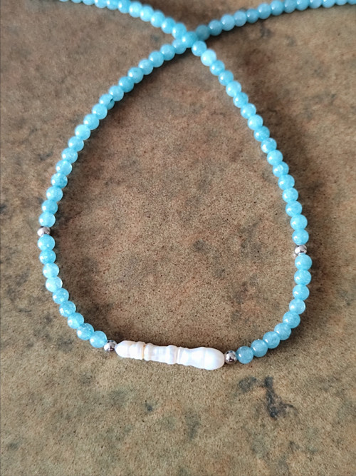 Chalcedon a Biwa perla - náhrdelník — foto 3
