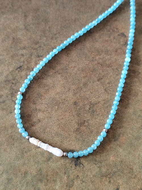 Chalcedon a Biwa perla - náhrdelník — foto 2