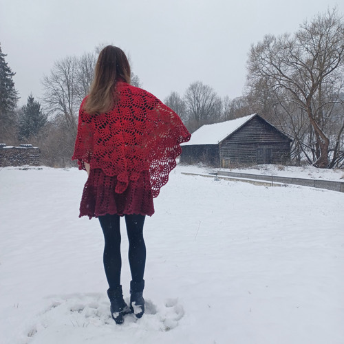 Háčkovaná sukně vínová krajková — foto 3