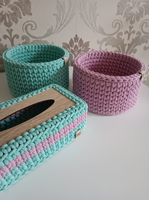 HÁČKOVANÝ KOŠÍK mint — foto 3